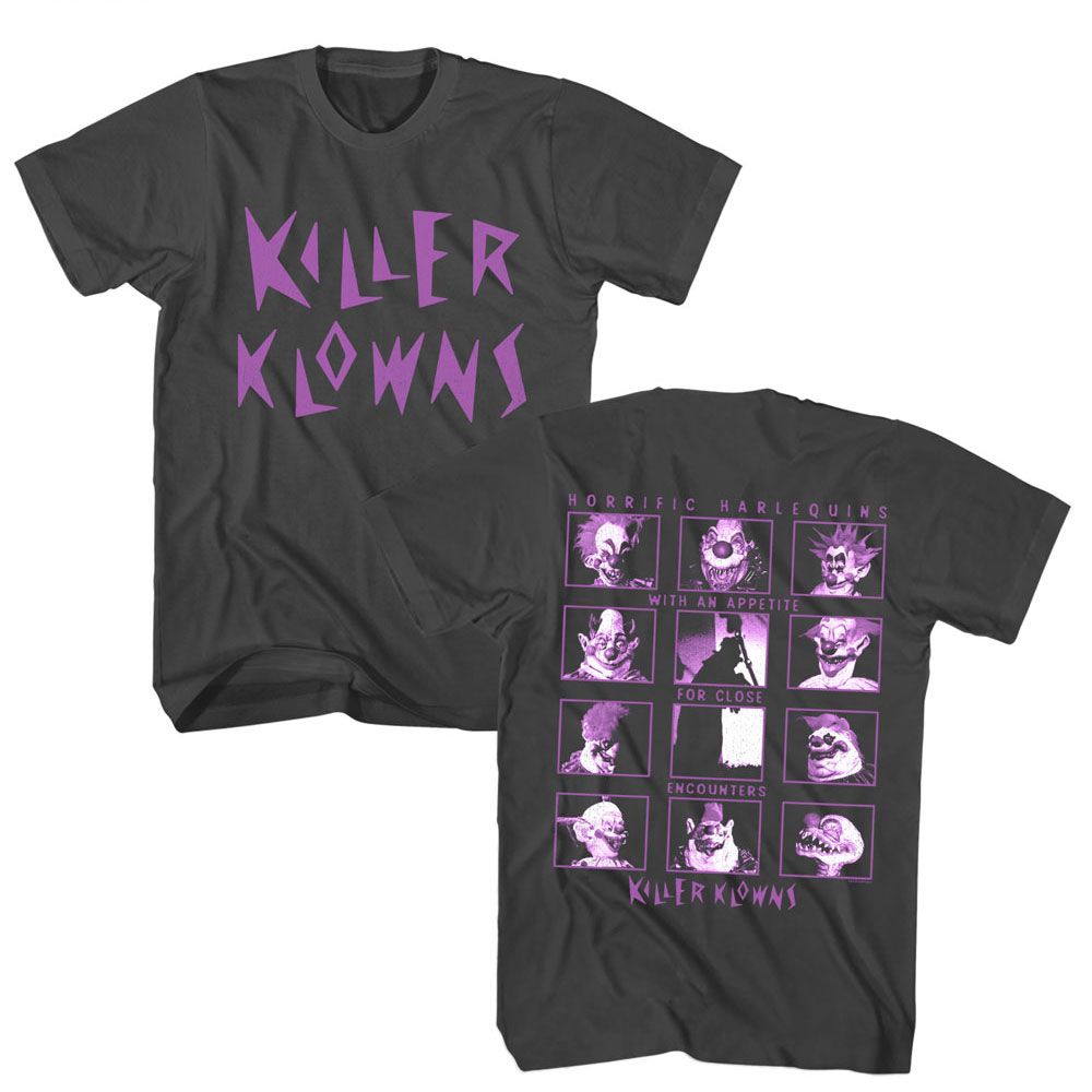 KILLER KLOWNS-KILLER KLOWNS HORRIFIC HARLEQUINS-SMOKE ADULT S/S TSHIRT