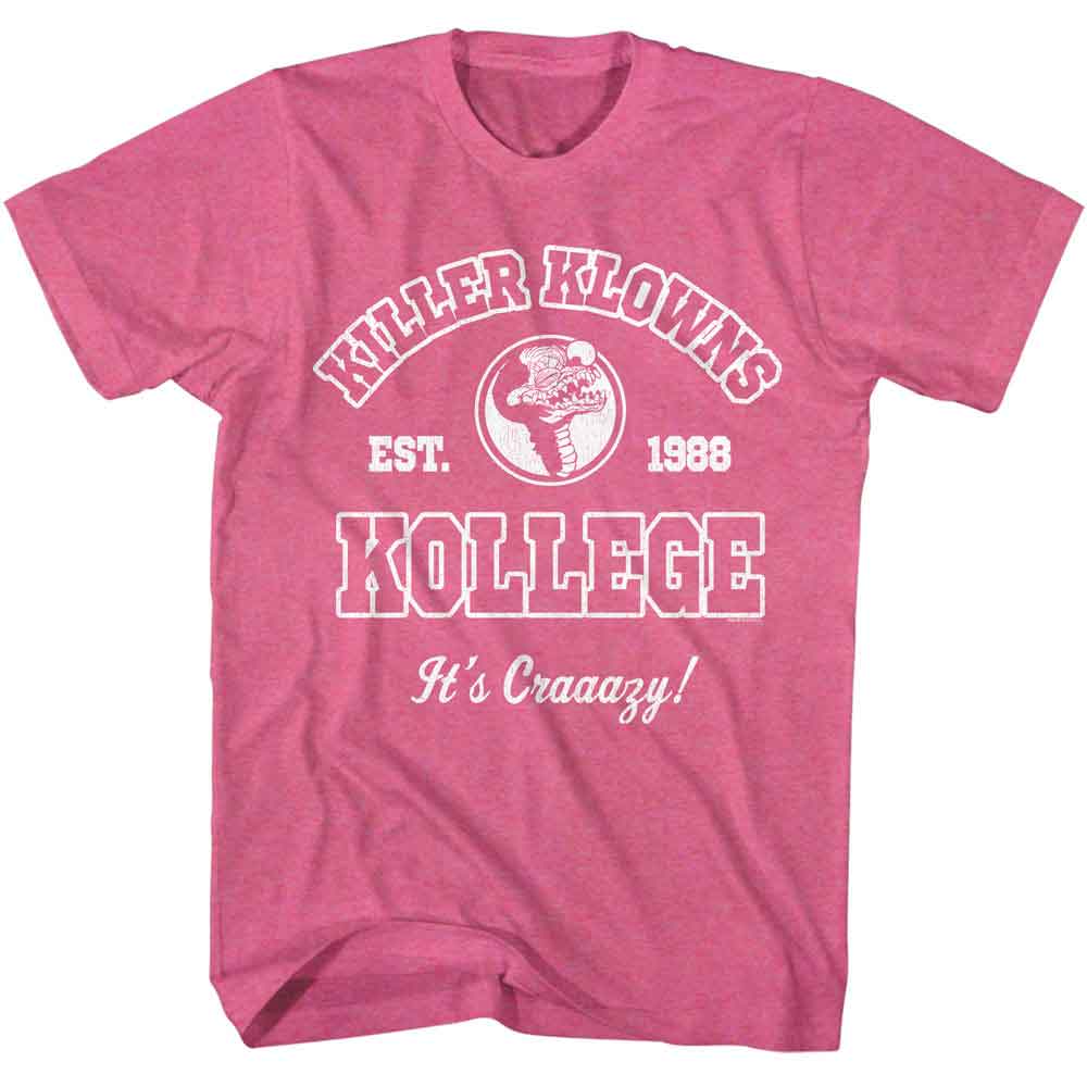 KILLER KLOWNS-KILLER KLOWNS KOLLEGE-RETRO PINK HEATHER ADULT S/S TSHIRT