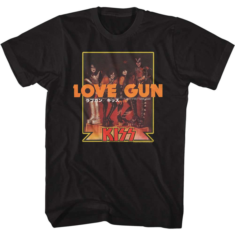 KISS-LOVE GUN JAPANESE TXT-BLACK ADULT S/S TSHIRT
