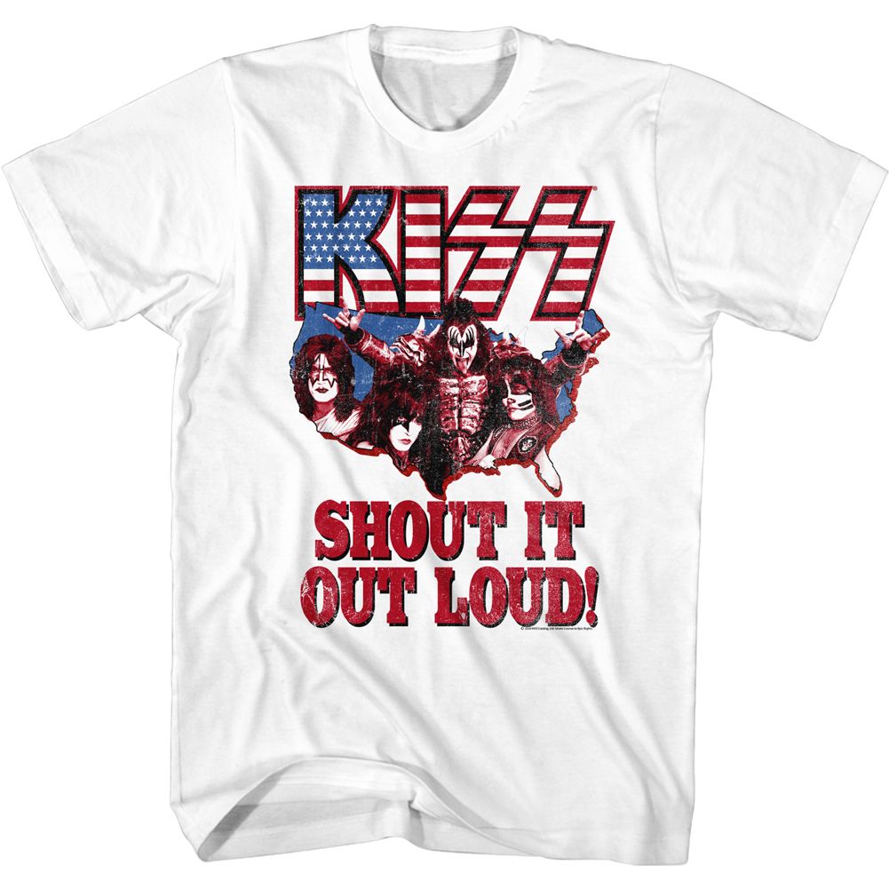 KISS-SHOUT-WHITE ADULT S/S TSHIRT