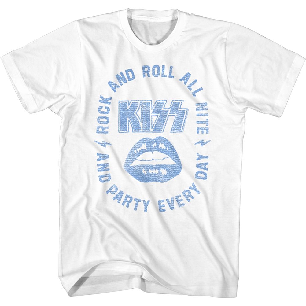 KISS-ALL NITE-WHITE ADULT S/S TSHIRT