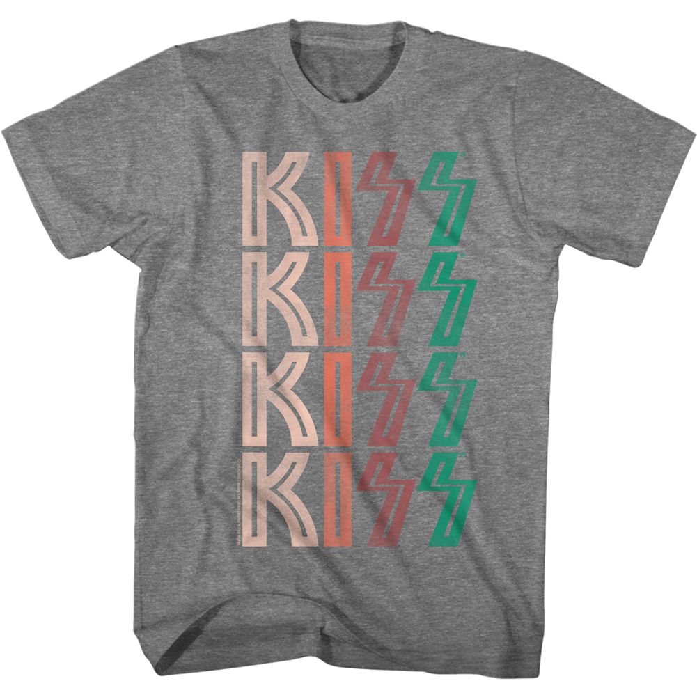 KISS-WASHED OUT LOGO-GRAPHITE HEATHER ADULT S/S TSHIRT