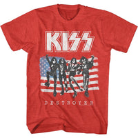 Thumbnail for KISS-AMERICAN FLAG KISS-RED HEATHER ADULT S/S TSHIRT