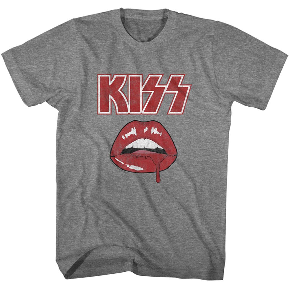 KISS-KISS DRIP-GRAPHITE HEATHER ADULT S/S TSHIRT