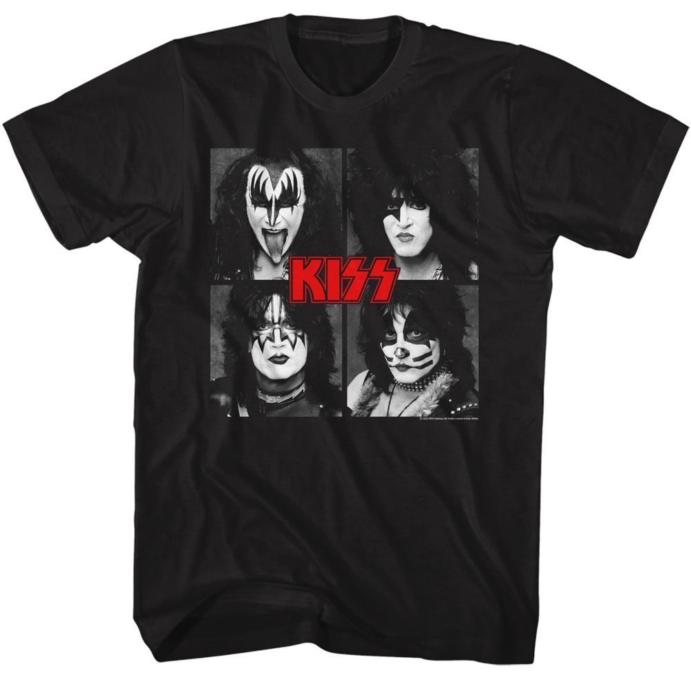 KISS-KISS FOUR SQUARES-BLACK ADULT S/S TSHIRT