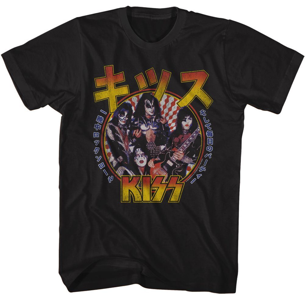 KISS-KISS RR ALL NIT JAPANESE-BLACK ADULT S/S TSHIRT