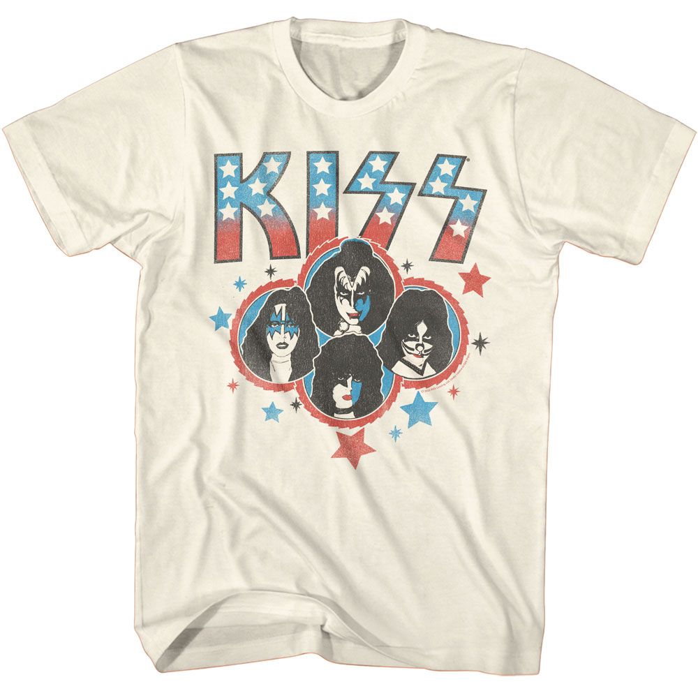 KISS-KISS AMERICANA STARS-NATURAL ADULT S/S TSHIRT