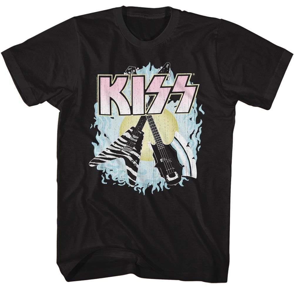 KISS-KISS TWO GUITARS-BLACK ADULT S/S TSHIRT