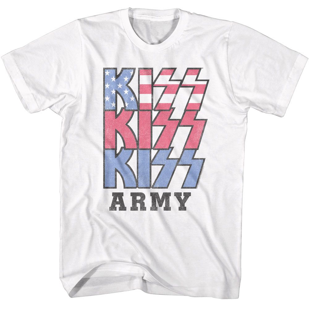 KISS-KISS PATRIOTIC LOGO-WHITE ADULT S/S TSHIRT