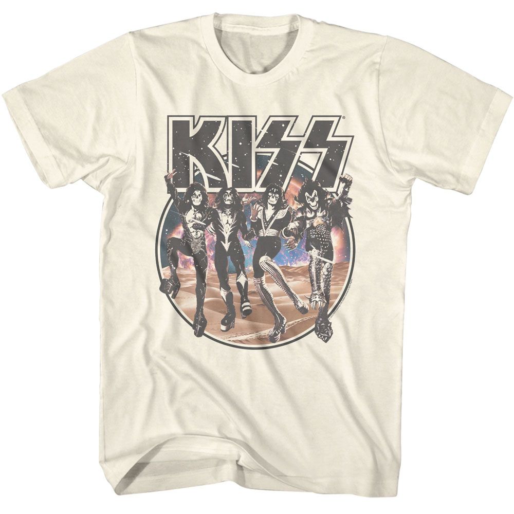 KISS-KISS SPACE CIRCLE WITH SKELETON BAND-NATURAL ADULT S/S TSHIRT