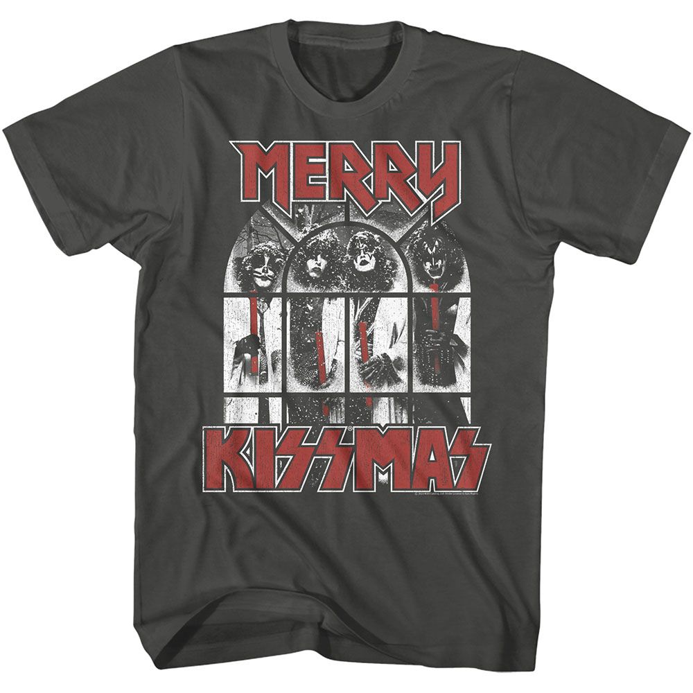 KISS-KISS SNOWY KISSMAS-SMOKE ADULT S/S TSHIRT