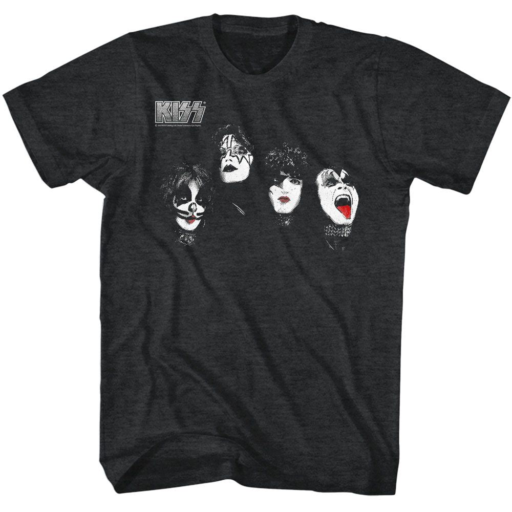 KISS-KISS HEADS-BLACK HEATHER ADULT S/S TSHIRT
