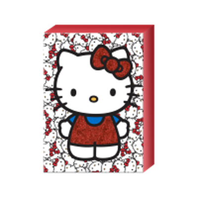Hello Kitty Allover Faces Glitter  5" x 7" x 1.5" Box Sign Wall Art – 16 pc ppk ($4.25 each)