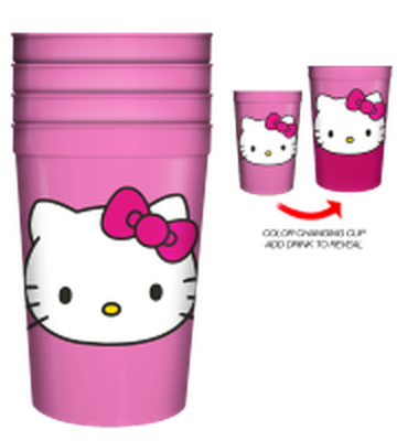 Hello Kitty Face  4pk 15oz Color Change Plastic Cup – 12 pc ppk ($4.75 each)