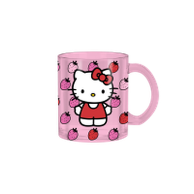 Hello Kitty Strawberries  17.5oz Glass Coffee Mug – 24 pc ppk ($5.00 each)