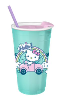 Hello Kitty Rainbow Car 32oz Plastic Tumbler with Lid and Straw – 12 pc ppk ($5.25 each)