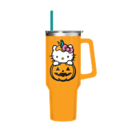 Thumbnail for Hello Kitty Pumpkin Peeking  40oz Stainless Steel Tumbler w Handle – 12 pc ppk ($13.75 each)