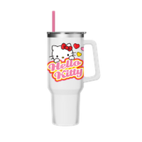 Thumbnail for Hello Kitty Peeking Name Hearts  40oz Stainless Steel Tumbler w Handle – 12 pc ppk ($13.75 each)
