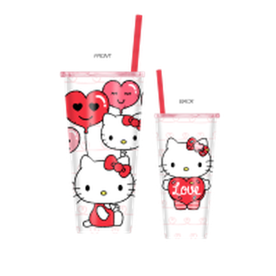 Hello Kitty Balloons and Love  22oz Double Walled Stainless Steel Tumbler w Straw – 12 pc ppk ($12.50 each)