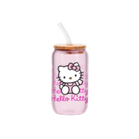 Thumbnail for Hello Kitty Gradient  16oz Glass Tumbler w Bamboo Lid and Glass Straw – 12 pc ppk ($6.00 each)