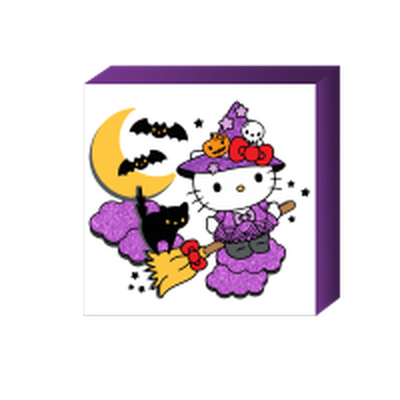 Hello Kitty Witch Glitter  6" x 6" x 1.5" Box Wall Sign – 16 pc ppk ($4.50 each)