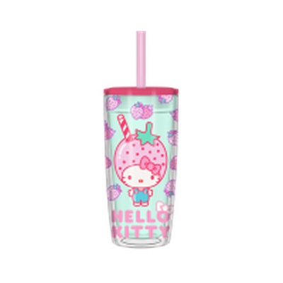 Hello Kitty Strawberry Pattern  20oz Spill Resistant Plastic Tumbler – 12 pc ppk ($5.75 each)