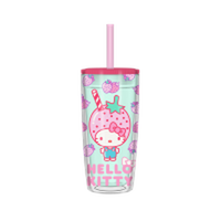 Thumbnail for Hello Kitty Strawberry Pattern  20oz Spill Resistant Plastic Tumbler – 12 pc ppk ($5.75 each)