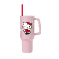 Thumbnail for Hello Kitty Holiday Outfit Snowflakes Red Bow Dress Color Option  40oz Stainless Steel Tumbler w Handle – 12 pc ppk ($13.75 each)