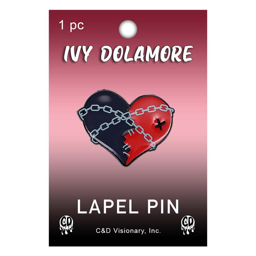 Ivy Dolamore Chained Heart 1.25" Lapel Pin - 3 pc prepack
