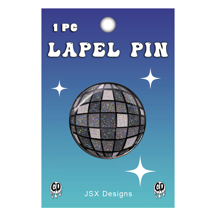 Disco Ball 1.25" Glitter Lapel Pin - 3 pc prepack