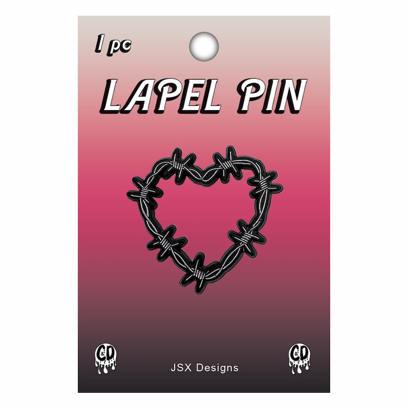 JSX Barbed Wire Heart 1.25" Lapel Pin - 3 pc prepack