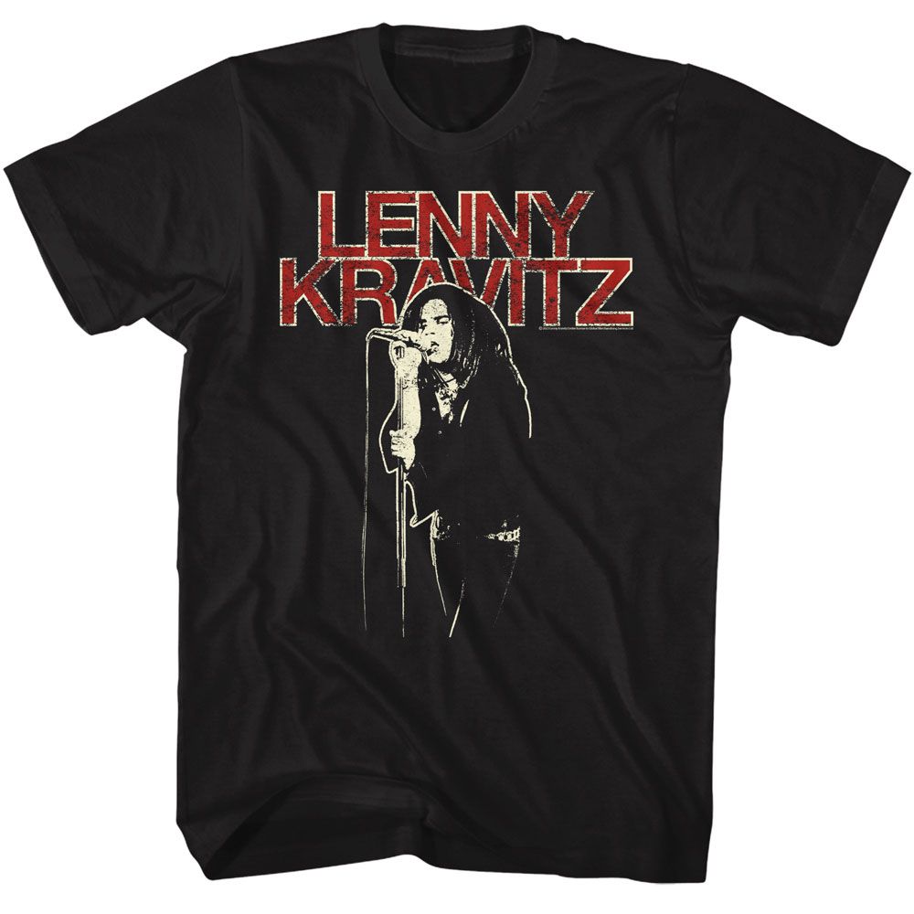 LENNY KRAVITZ-LENNY KRAVITZ DISTRESS TEXT-BLACK ADULT S/S TSHIRT