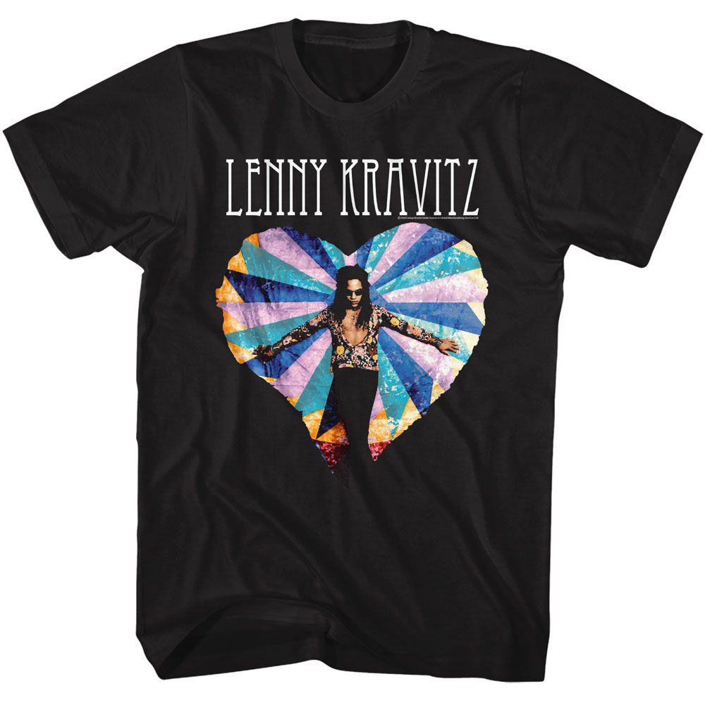 LENNY KRAVITZ-LENNY KRAVITZ MULTICOLOR HEART-BLACK ADULT S/S TSHIRT