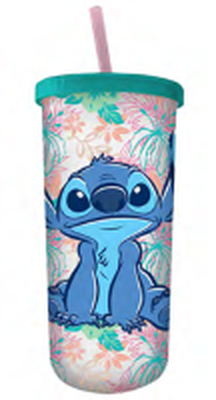 Pixar Lilo and Stitch Tropical Pattern 20oz. Plastic Tall Cold Cup w/ Lid and Straw – 12 pc ppk ($5.25 each)