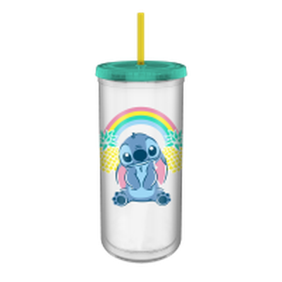 Lilo and Stitch Pineapple Rainbow 20oz Plastic Tall Cold Cup w/ Lid and Straw – 12 pc ppk ($5.25 each)