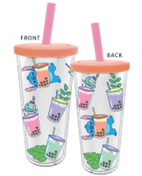 Thumbnail for Lilo and Stitch Boba Pattern Toss 24oz Plastic Boba Tumbler w Lid and Straw – 12 pc ppk ($5.75 each)