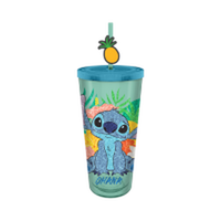 Thumbnail for Lilo and Stitch Tropical Ohana Sitting Glitter  24oz Plastic Cold Cup w/ Lid and Topper Straw – 12 pc ppk ($7.00 each)