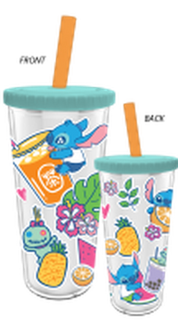 Thumbnail for Lilo and Sitch Tropical Fruit Stickers 24oz Plastic Boba Tumbler w Lid and Straw – 12 pc ppk ($5.75 each)