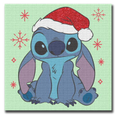 Lilo and Stitch Santa Hat Glitter  Canvas Wall Art 12" x 12" – 4 pc ppk ($5.00 each)