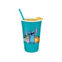 Thumbnail for Lilo and Stitch Flower Badges  32oz Plastic Tumbler with Lid and Straw – 12 pc ppk ($5.25 each)