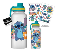 Thumbnail for Lilo and Stitch Flower Badges  32oz Twist Spout Plastic Bottle w Sticker Set – 12 pc ppk ($6.75 each)
