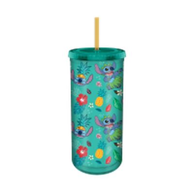 Lilo and Stitch Hula Tropical Summer Pattern  20oz Plastic Tall Cold Cup w/ Lid and Straw – 12 pc ppk ($5.25 each)