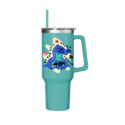 Lilo and Stitch No Bad Days  40oz Stainless Steel Tumbler w Handle – 12 pc ppk ($13.75 each)