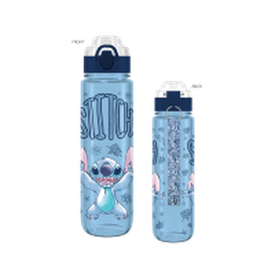 Lilo and Stitch Stitch Arms Up With Flowers  33oz Plastic Water Bottle w Locking Lid and Strap – 12 pc ppk ($9.00 each)