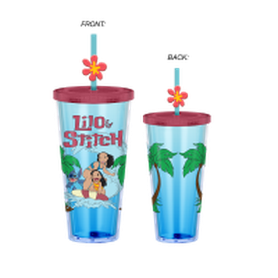 Lilo and Stitch Simplified Movie Poster  24oz Plastic Cold Cup w/ Lid and Topper Straw – 12 pc ppk ($6.50 each)
