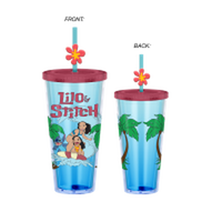 Thumbnail for Lilo and Stitch Simplified Movie Poster  24oz Plastic Cold Cup w/ Lid and Topper Straw – 12 pc ppk ($6.50 each)