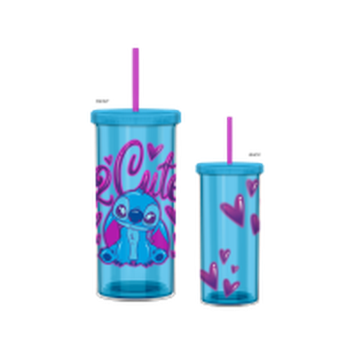 Lilo And Stitch Airbrush 2 Cute 20Oz Plastic Tall Cold Cup W/ Lid And Straw – 12 pc ppk ($5.25 each)