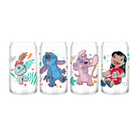 Thumbnail for Lilo & Stitch Angel Scrump Stars and Hearts  4pc 16oz Can Glass Set – 8 pc ppk ($14.50 each)