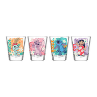 Lilo and Stitch Tropical Character Panels 4pc. 1.5oz. Mini Glass Set 4x1 – 24 pc ppk ($6.00 each)