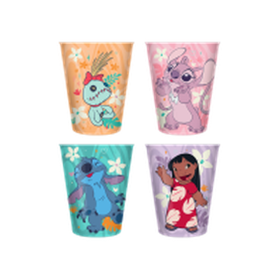 Lilo and Stitch Tropical Character Panels 4pc 1.5oz Plastic Mini Cup Set – 24 pc ppk ($3.50 each)